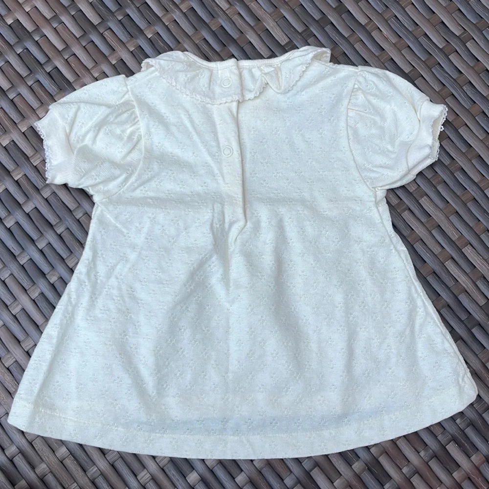 CARTER’S Vintage Infant Girls 6-9m Short Sleeve Dress Lace Cotton Roses Bows EUC